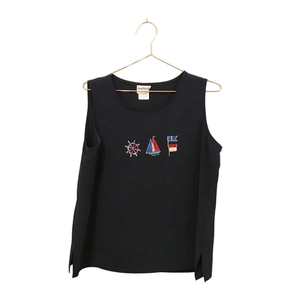 BonWorth Nautical Sailboat sleeveless Blouse - Small Petite - Picture 1 of 6